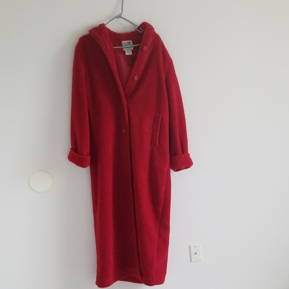 Full length fleece coat.